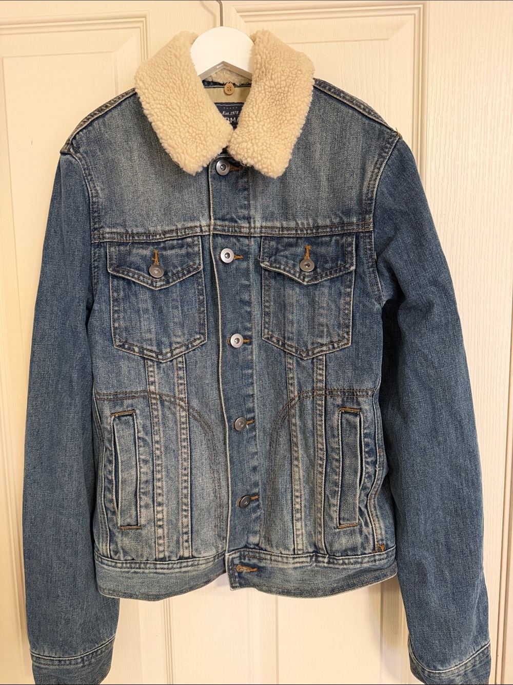Topshop Denim Jacket with Cream Sherpa Collar